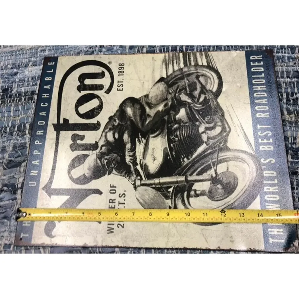 Motorcycle Metal Sign Decor Man Cave